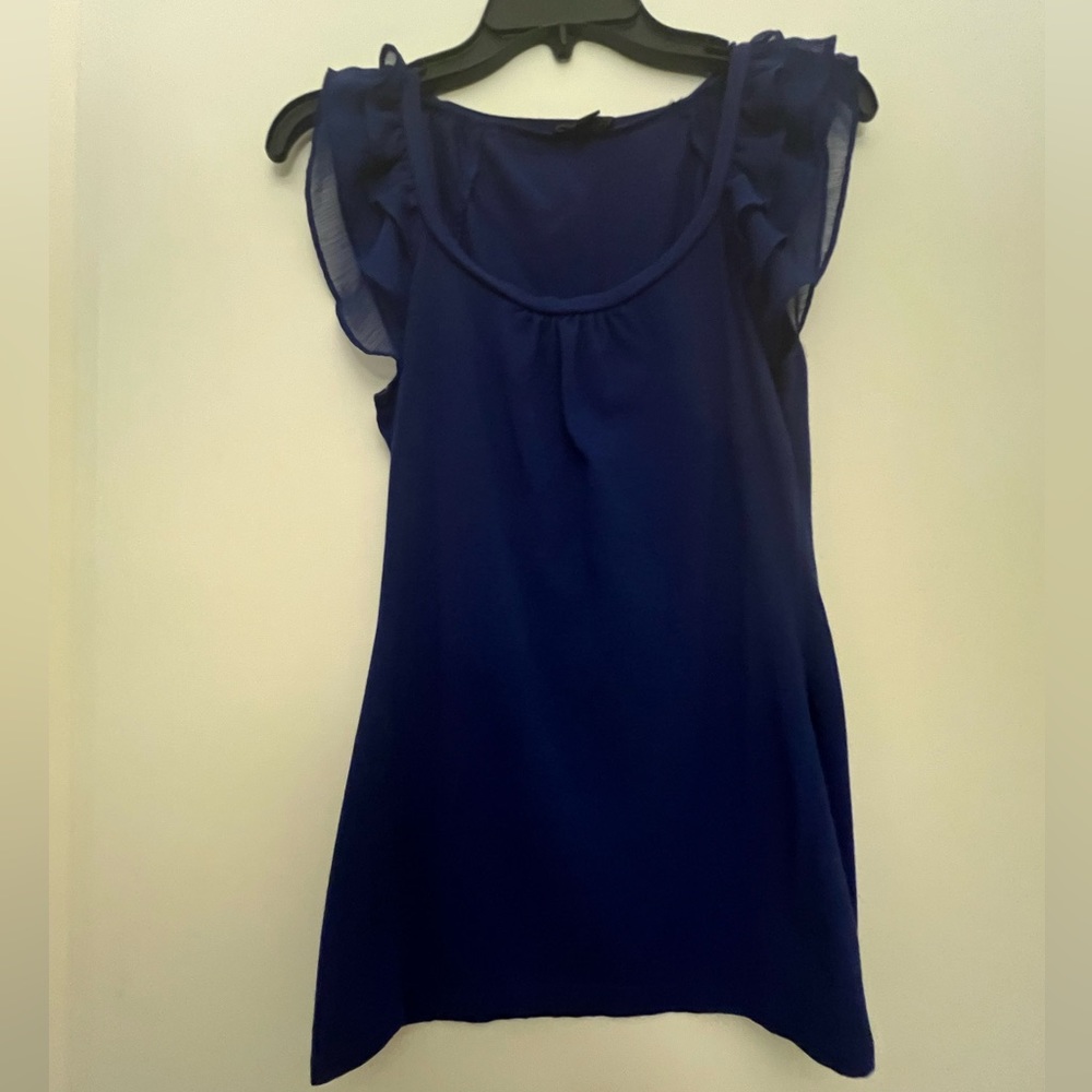 Women’s XS Short Sleeve Royal Blue with Frilly Sleeves Express Top
